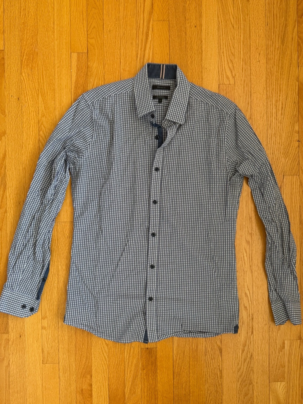 RW&CO Tailored Fit Navy & White Check Button-Up Shirt Size S 3 for $30